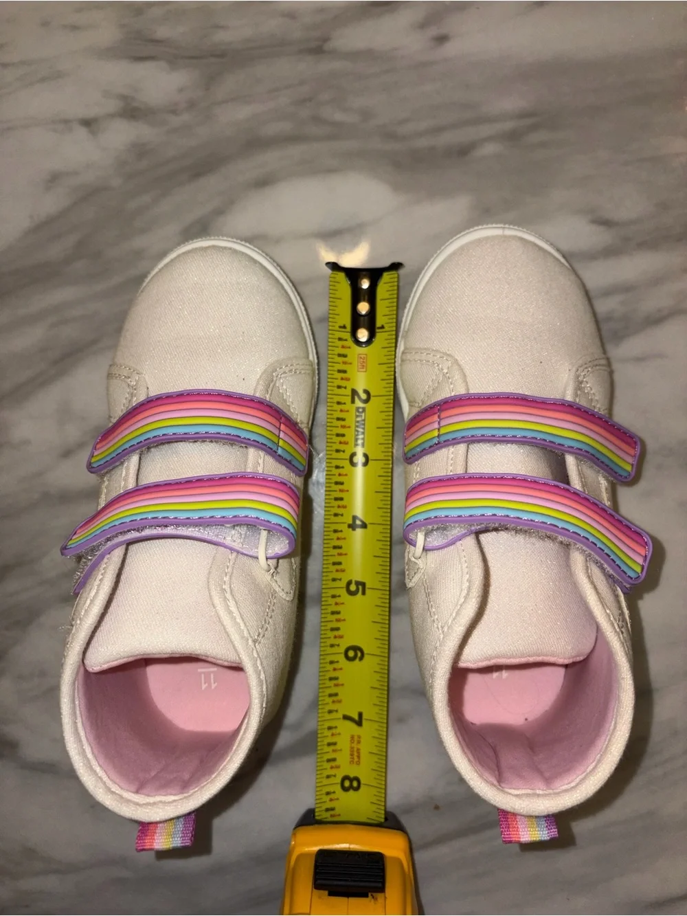 Carter's Rainbow Strap High Top Sneakers Toddler Girls Size 11 White Glitter